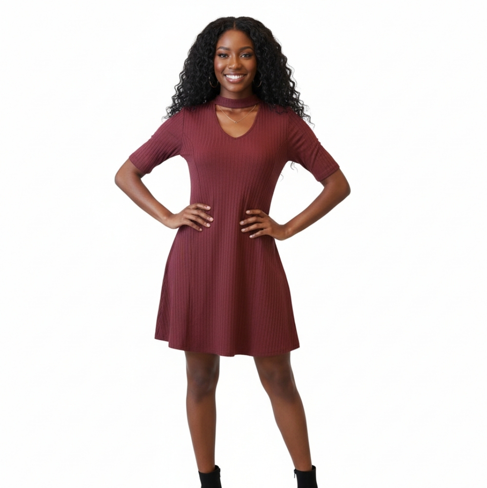 Arizona Choker Maroon Dress